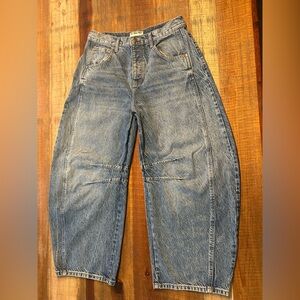 Free People We the Free Good Luck Mid-Rise Barrel Jeans